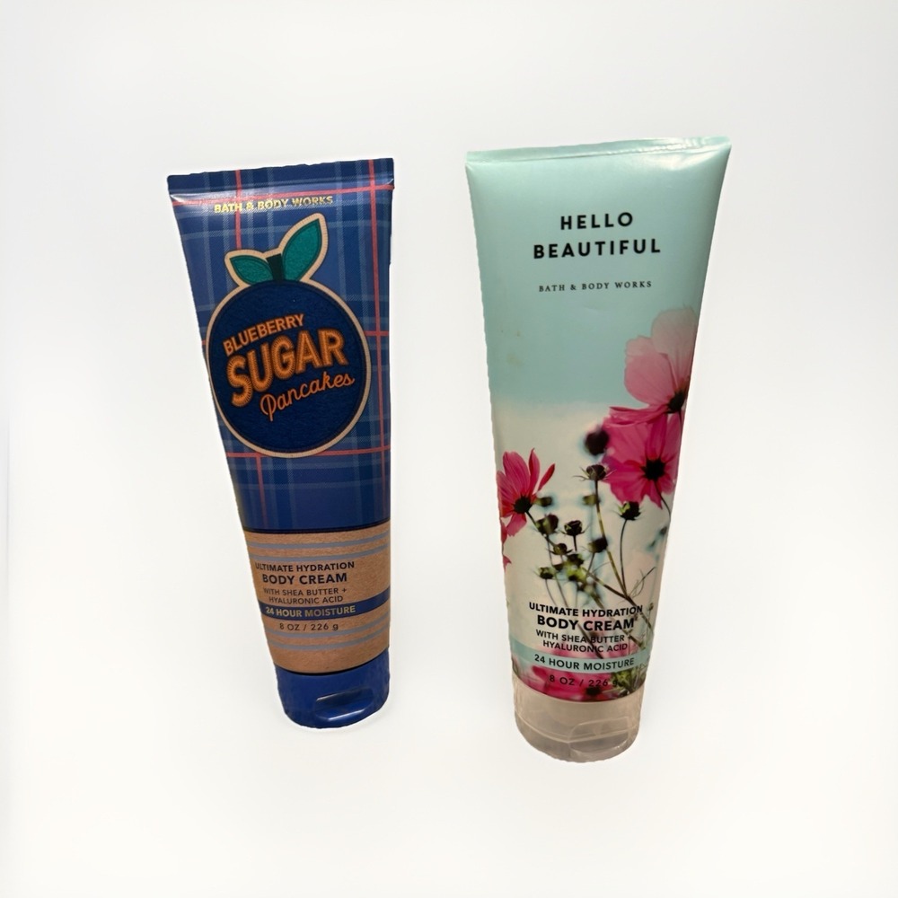 Bath and Body Works Hello Beautiful 8 Oz & Blueberry Sugar Pancakes Cream Lotion